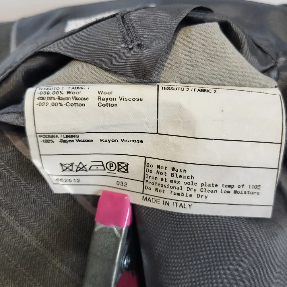Armani Collezioni Suit Jacket Grey Striped Wool Blend Italian‎ Men's Size 42 L